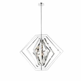 33-in 360W Downtown Hexagonal Chandelier, E12, 120V, Chrome