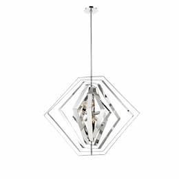 45-in 360W Downtown Hexagonal Chandelier, E12, 120V, Chrome