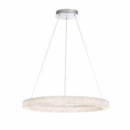 27-in 36W Round Chandelier, Dim, 120V, 3200 lm, 3000K, Chrome