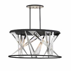 39-in 42W Round Chandelier, Dimmable, 3360 lm, 120V, 3000K, BLK
