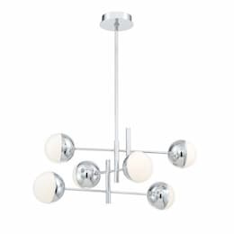 32-in 30W Round LED Chandelier, Dim, 1520 lm, 120V, 4000K, Chrome