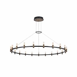 60-in 96W LED Chandelier, Round, Dim, 3360 lm, 120V, 3000K, Brass