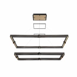 51-in 134W RCTNGL Chandelier, Dim, 2 Tier, 4900 lm, 120V, 3000K, Gold