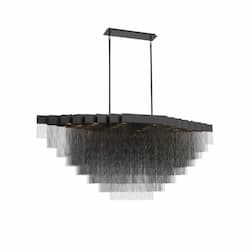 73-in 126W LED Chandelier, Oval, Dim, 6000 lm, 120V, 3000K, Black