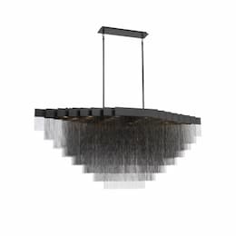 73-in 126W LED Chandelier, Oval, Dim, 6000 lm, 120V, 3000K, Black