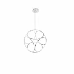 24-in 40W LED Wall Pendant, Round, Dim, 2000 lm, 120V, 3000K, Chrome