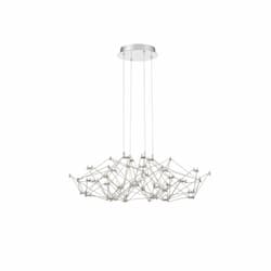 27-in 40W LED Chandelier, Dim, 2400 lm, 120V, 4000K, Chrome