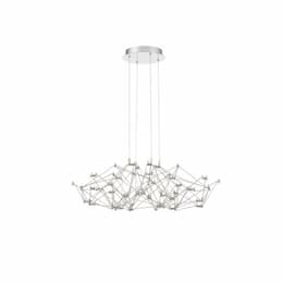 27-in 40W LED Chandelier, Dim, 2400 lm, 120V, 4000K, Chrome