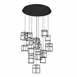 30-in 88W LED Chandelier, Dim, 2650 lm, 120V, 3000K, Black