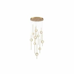 24-in 57W LED Chandelier, Dim, 120V, 2300 lm, 3000K, Brass