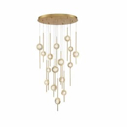 32-in 90W LED Chandeliers, Dim, 3800 lm, 120V 3500K, Brass