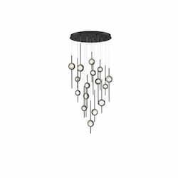 32-in 90W LED Chandelier, Dim, 120V, 3800 lm, 3000K, Black