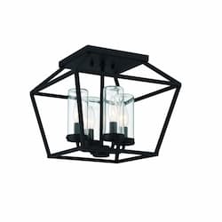 13-in 60W Bastille Outdoor Flush Mount, 4-Light, 120V, Satin Black