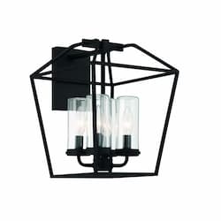 14-in 60W Bastille Outdoor Wall Sconce, 4-Light, 120V, Satin Black