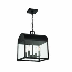 12 60W LED Outdoor Pendant, 4-Light, 120V, Satin Black