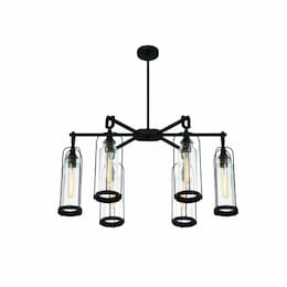 35-in 360W LED Linear Chandelier, Dimmable, 6-Light, 120V, Black