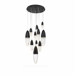 29-in 45W LED Chandelier, Dim, GU10, 120V, 5340 lm, 3000K, Black