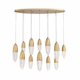 44-in 60W LED Oval Chandelier, Dim, GU10, 120V, 5340 lm, 3000K, Gold