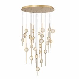 39-in 152W LED Chandelier, Dim, 120V, 5300 lm, 3500K, Gold