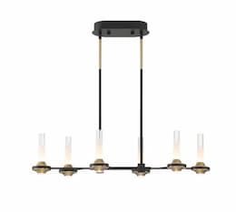 31-in 34W Torcia LED Chandelier, 6-Light, 1391 lm, 120V, 3000K, Black