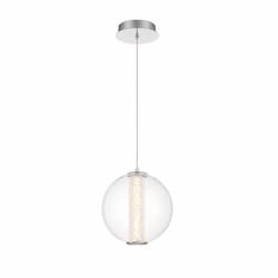 9-in 7W Atomo LED Pendant, 1-Light, 120V, 3000K, Chrome/Clear