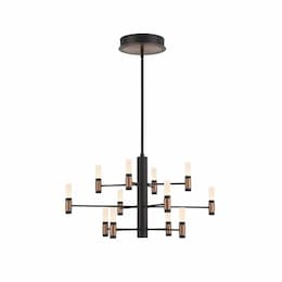 29-in 54W Albany Chandelier, 3-Tier, 12-Light,120V, 3000K, Black/Brass