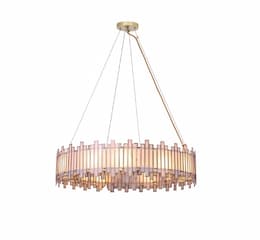 37-in 480W Birla Chandelier, 12-Light, E26, 120V, Antique Brass