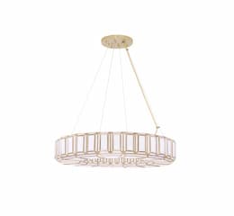 37-in 480W Belmont Chandelier, 12-Light, E26, 120V, Antique Brass