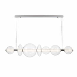 56-in 46W Atomo LED Chandelier, 7-Light, 120V, 3000K, Chrome/Clear