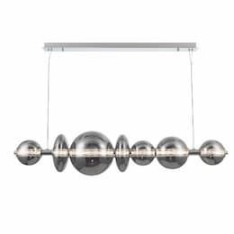 56-in 46W Atomo LED Chandelier, 7-Light, 120V, 3000K, Chrome/Smoke