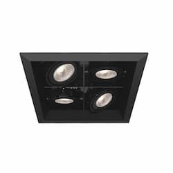 200W Recessed Light w/ Trim, Square, 4-Light, GU10, 120V, Black/Black