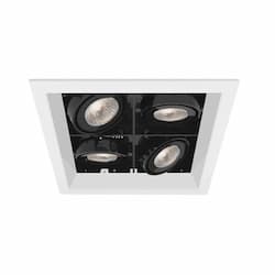 200W Recessed Light w/ Trim, Square, 4-Light, GU10, 120V, White/Black