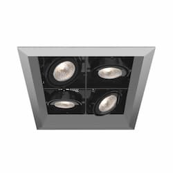 200W Recessed Light w/ Trim, Square, 4-Light, GU10, 120V, PLAT/Black