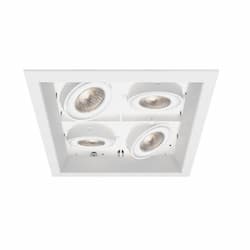 200W Recessed Light w/ Trim, Square, 4-Light, GU10, 120V, White/White