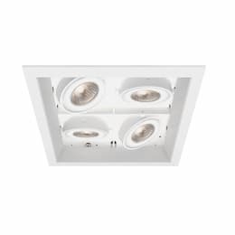 200W Recessed Light w/ Trim, Square, 4-Light, GU10, 120V, White/White