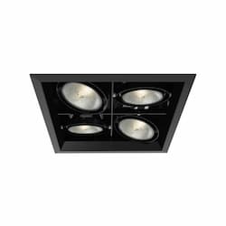 300W Recessed Light w/ Trim, Square, 4-Light, PAR30, 120V, Black/Black