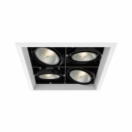 300W Recessed Light w/ Trim, Square, 4-Light, PAR30, 120V, White/Black