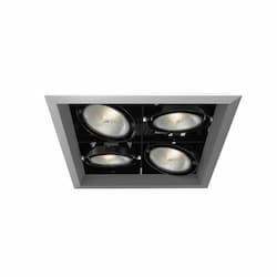 300W Recessed Light w/ Trim, Square, 4-Light, PAR30, 120V, PLAT/Black