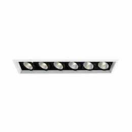 450W Recessed Light w/ Trim, Linear, 6-Light, PAR30, 120V, White/Black