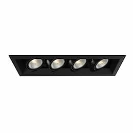 200W Recessed Light w/ Trim, Linear, 4-Light, PAR20, 120V, Black/Black