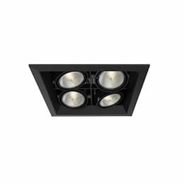 200W Recessed Light w/ Trim, Square, 4-Light, PAR20, 120V, Black/Black