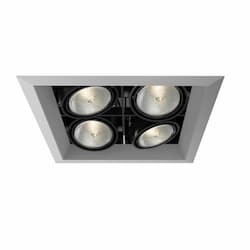 200W Recessed Light w/ Trim, Square, 4-Light, PAR20, 120V, PLAT/Black