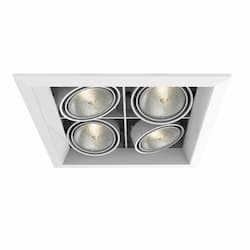 200W Recessed Light w/ Trim, Square, 4-Light, PAR20, 120V, White/White