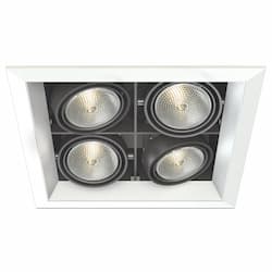 60W Recessed Light w/ Trim, Square, 4-Light, 20°, 120V, 3000K, PT/BK