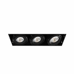 12-in 45W Recessed Downlight, 3-Light, Flood, 120V, 3870 lm, 3000K, BK