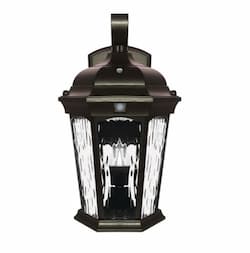 Euri Lighting 12.5W LED Wall Lantern w/ Sensor & Photocell, Water Glass, E12, 1200 lm, 120V, 3000K