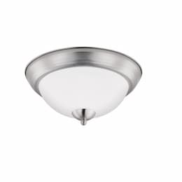 15-in 19W LED Flush Mount Ceiling Light w/Acid-Etched Glass, 1500lm, 3000K, Brushd Nickel