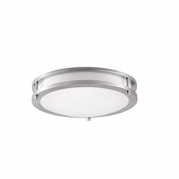 12-in 16W LED Flush Mount Ceiling Light w/ Frosted Lens, 1260lm, 3000K, Brushed Nickel