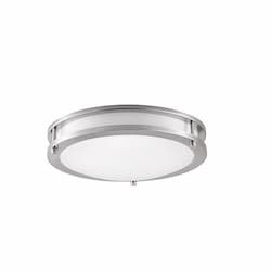 12-in 16W LED Flush Mount Ceiling Light w/ Frosted Lens, 1260 lm, 4000K, Brushed Nickel