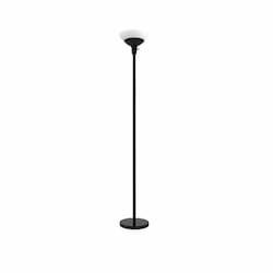 24W LED Torchiere Lamp, Acid Etched Glass, 120V, Matte Black Steel